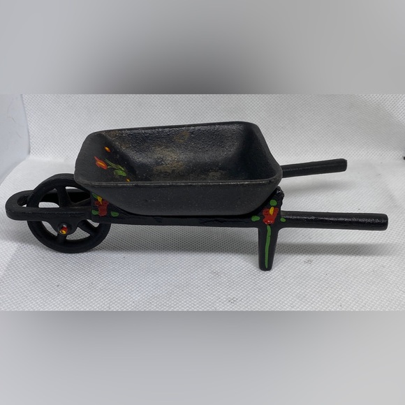 Vintage Miniature Wheel Barrel Cast Iron 6 1/2” L - Picture 1 of 5